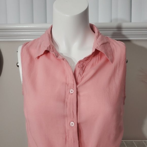 American Dream Sleeveless Lace Tie Waist Blouse- Small - Picture 3 of 11